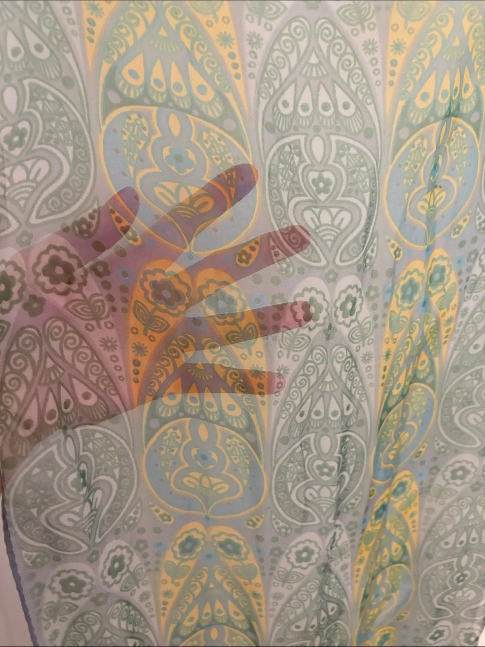 Vintage Lightweight Green Paisley Chiffon Scarf